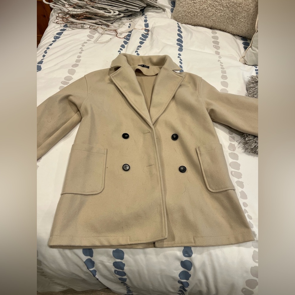 Women's Cream Double-Breasted Coat